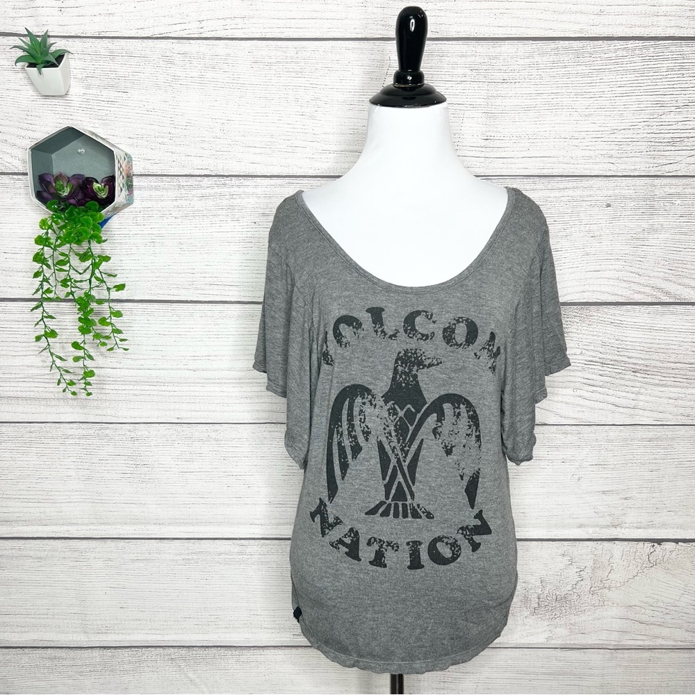 Volcom Nation Gray & Black Flutter Sleeve Skate T… - image 1